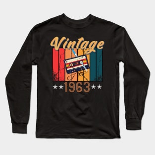 57th Birthday 57 Years Old 57th Vintage Retro cassette Mixtape Music Cassette 1963 Birthday Long Sleeve T-Shirt